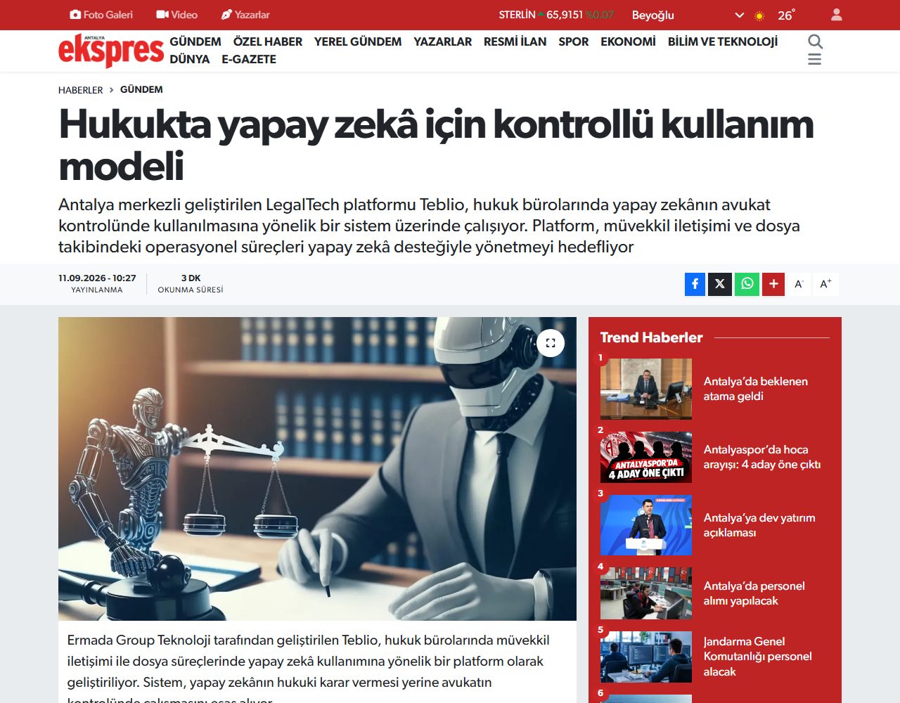 Antalya Ekspres haberinin ekran görüntüsü
